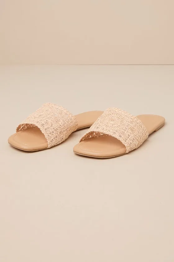 Esty Light Nude Woven Slide Sandals sold by Lulus product image thumbnail 2