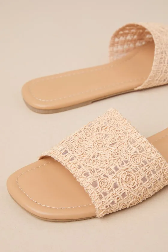Esty Light Nude Woven Slide Sandals sold by Lulus product image thumbnail 4