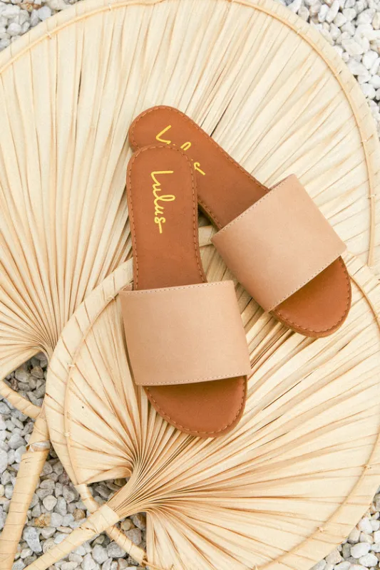 Addison Natural Slide Sandals sold by Lulus
