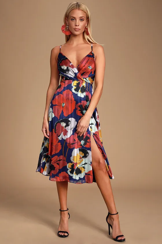 All About Love Royal Blue Floral Print Midi Dress sold by Lulus product image thumbnail 3