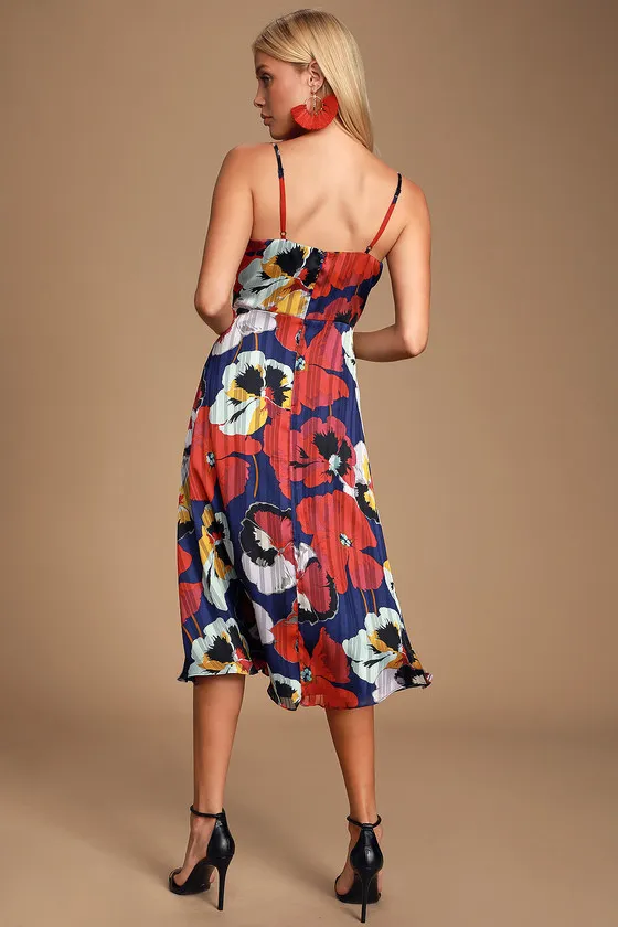 All About Love Royal Blue Floral Print Midi Dress sold by Lulus product image thumbnail 4