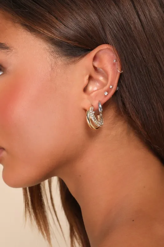 Endless Dazzle Gold Rhinestone Layered Hoop Earrings made by Lulus