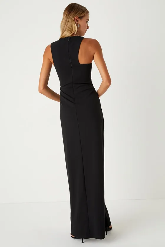Poised Preparation Black Asymmetrical Column Maxi Dress sold by Lulus product image thumbnail 2