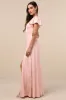 Ultimate Sweetness Light Pink Satin Flutter Sleeve Maxi Dress sold by Lulus