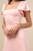 Ultimate Sweetness Light Pink Satin Flutter Sleeve Maxi Dress sold by Lulus