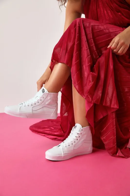 Sk8-Hi Tapered True White Canvas Lace-Up Sneakers sold by Lulus