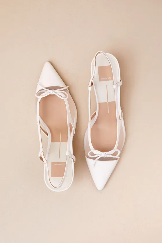 Kandi White Mesh Leather Bow Slingback Pumps sold by Lulus product image thumbnail 2