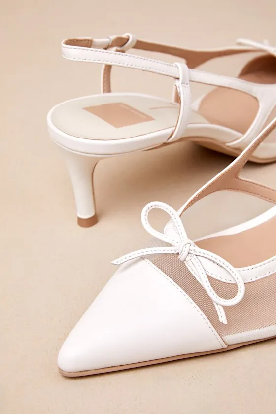 Kandi White Mesh Leather Bow Slingback Pumps sold by Lulus product image thumbnail 3