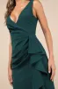 Pure Loveliness Emerald Pleated Ruffled High-Low Maxi Dress sold by Lulus