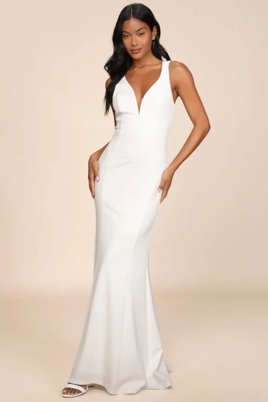 Forever Crush White Mermaid Maxi Dress sold by Lulus