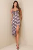 Unreal Charisma Black Floral Print Satin Cutout Midi Dress sold by Lulus