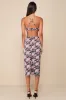 Unreal Charisma Black Floral Print Satin Cutout Midi Dress sold by Lulus