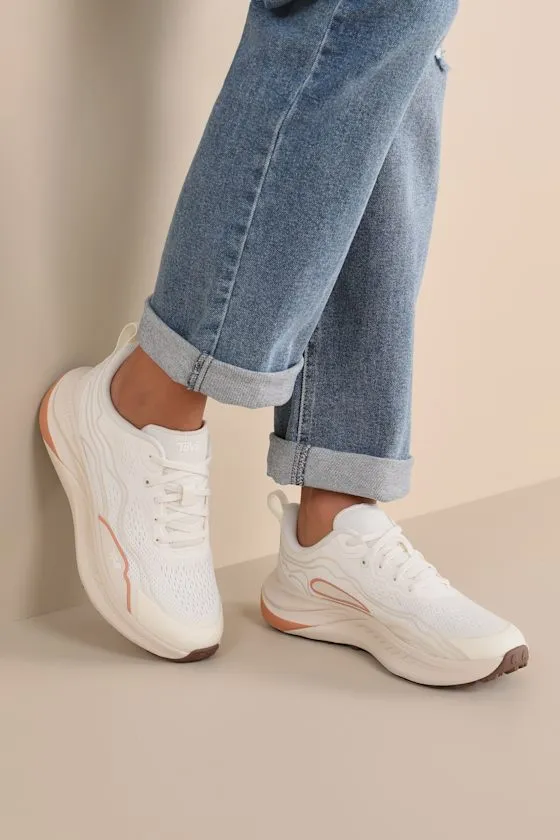 Trailwinder Low Birch and Peach Bloom Mesh Lace-Up Sneakers sold by Lulus