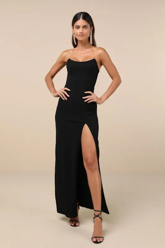 Sensational Beauty Black Strapless Maxi Dress sold by Lulus