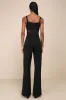 Adore the Feeling Black Sheer Lace Bustier Twist-Front Jumpsuit sold by Lulus