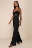 Adore the Feeling Black Sheer Lace Bustier Twist-Front Jumpsuit sold by Lulus