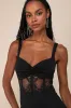 Adore the Feeling Black Sheer Lace Bustier Twist-Front Jumpsuit sold by Lulus