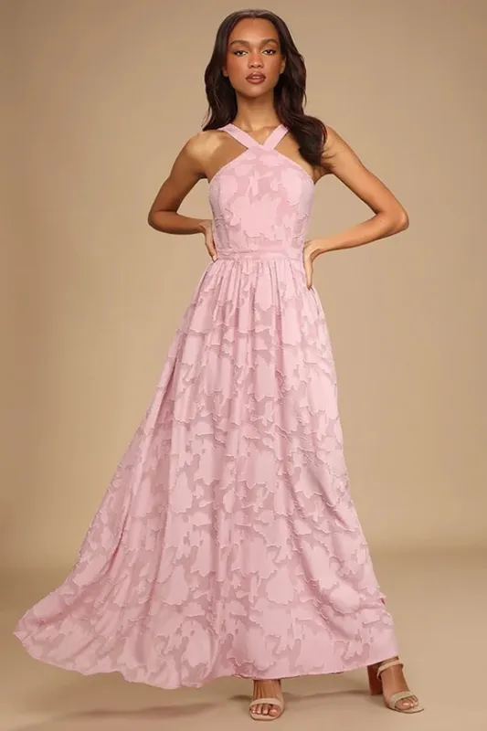 Love and Beyond Mauve Pink Burnout Floral Maxi Dress sold by Lulus
