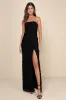 Ravishing Appeal Black 3D Floral Applique Strapless Maxi Dress sold by Lulus