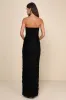 Ravishing Appeal Black 3D Floral Applique Strapless Maxi Dress sold by Lulus