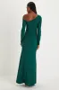 Elegant Sensation Emerald Green Asymmetrical Pleated Maxi Dress sold by Lulus