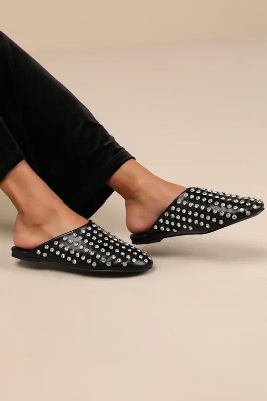 Calley Black Rhinestone Slides made by Lulus