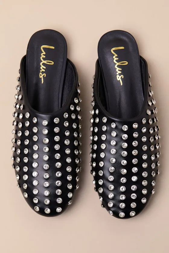 Calley Black Rhinestone Slides sold by Lulus product image thumbnail 4