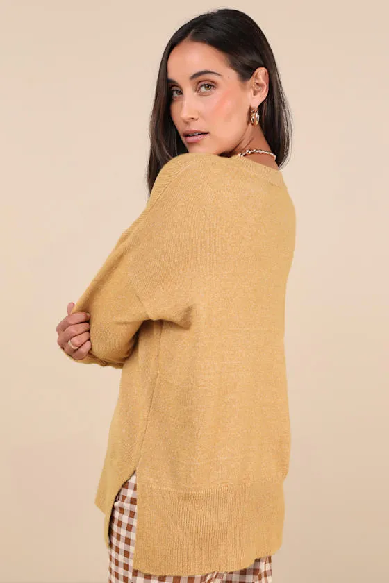Autumn Allure Yellow Crew Neck Oversized Pullover Sweater sold by Lulus product image thumbnail 3