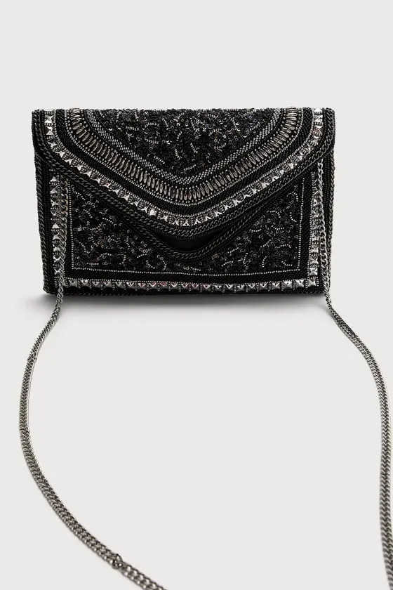 Made of Class Black and Silver Sequin Beaded Clutch sold by Lulus product image thumbnail 2