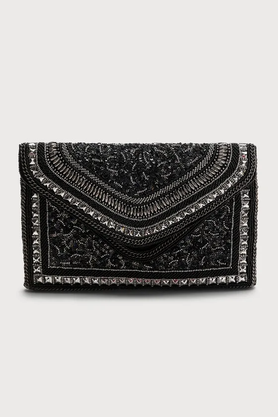 Made of Class Black and Silver Sequin Beaded Clutch sold by Lulus product image thumbnail 3