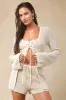 Antoine Cream Crochet Long Sleeve Tie-Front Swim Cover-Up Top sold by Lulus