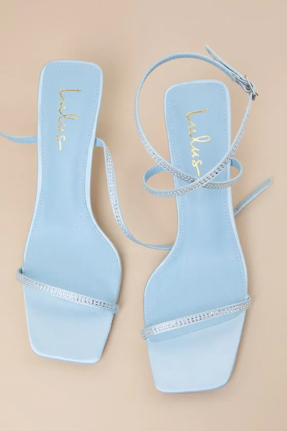 Zerline Powder Blue Rhinestone Ankle Strap Low Heel Sandals sold by Lulus product image thumbnail 3