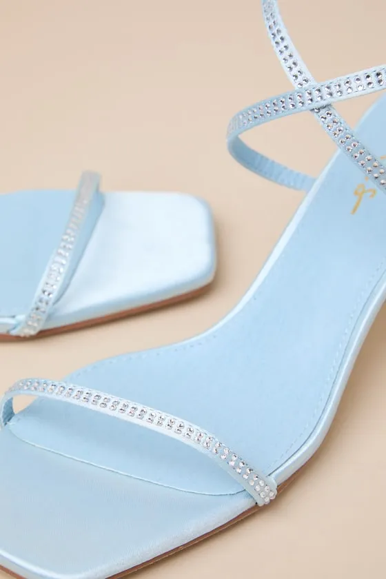 Zerline Powder Blue Rhinestone Ankle Strap Low Heel Sandals sold by Lulus product image thumbnail 4