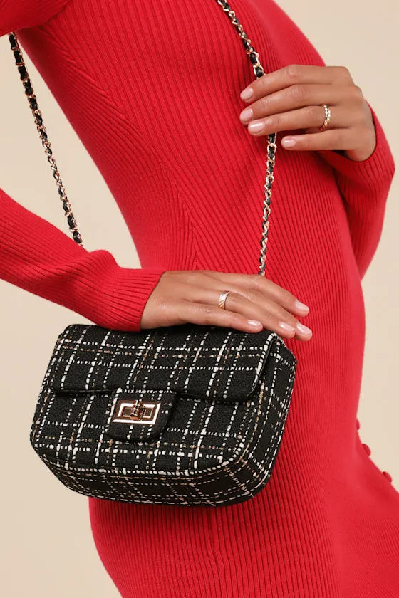 Spring Cheer Black Tweed Lurex Crossbody Bag sold by Lulus product image thumbnail 3