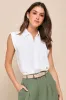 Chic Candidate White Collared Sleeveless Button-Up Top sold by Lulus