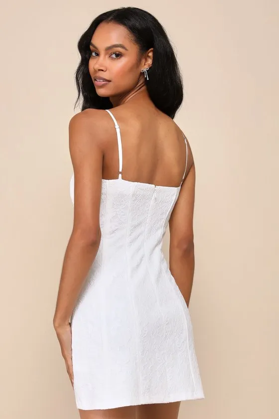 Dainty Personality Ivory Lace Seamed Bustier Mini Dress sold by Lulus product image thumbnail 3
