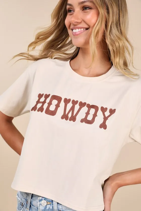 Howdy Hottie Beige Embroidered Graphic Tee sold by Lulus product image thumbnail 4