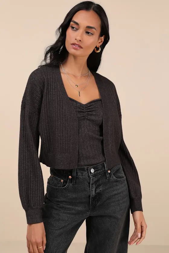 Cutest Duet Charcoal Knit Cami Top and Cardigan Sweater Set sold by Lulus product image thumbnail 4