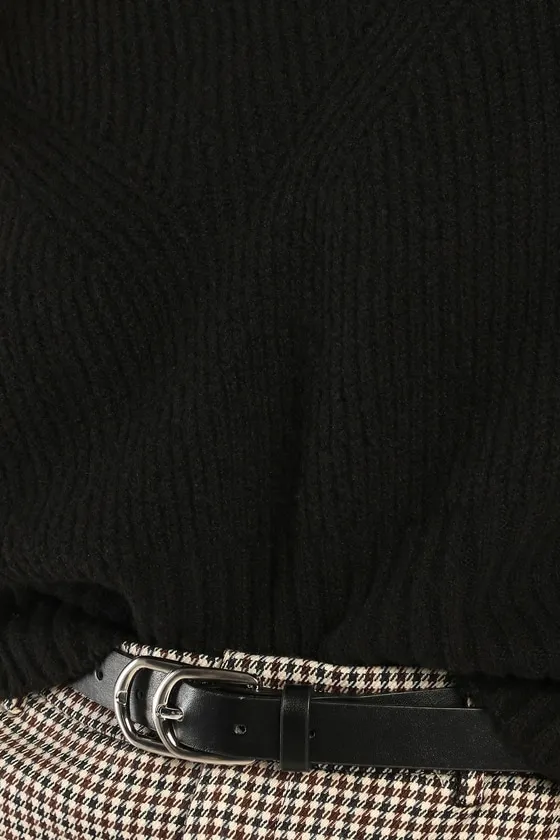 Snuggly Days Black Cropped Mock Neck Sweater sold by Lulus product image thumbnail 4