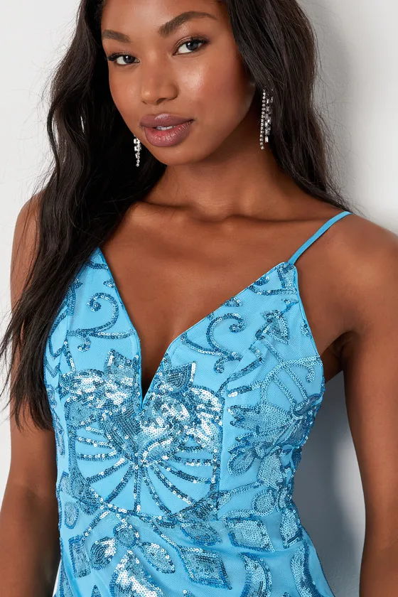 Iconic Evening Light Blue Sequin Bodycon Mini Dress sold by Lulus product image thumbnail 4