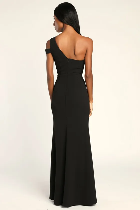 Make an Entrance Black One-Shoulder Mermaid Maxi Dress sold by Lulus product image thumbnail 2