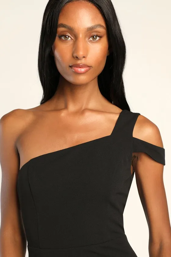 Make an Entrance Black One-Shoulder Mermaid Maxi Dress sold by Lulus product image thumbnail 4