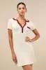Upscale Ideal Beige Cable Knit Short Sleeve Sweater Mini Dress sold by Lulus