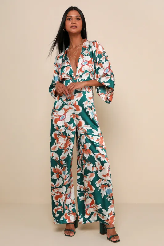 From Sunrise Teal Floral Print Wide-Leg Jumpsuit sold by Lulus