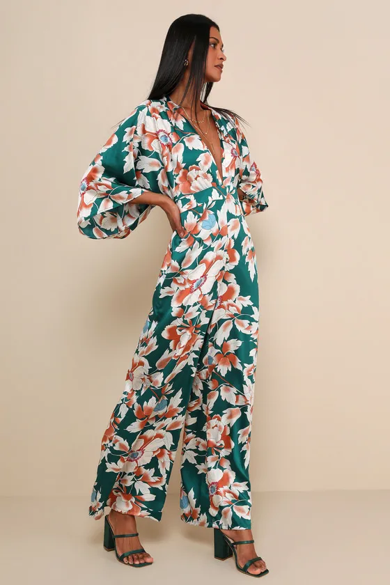 From Sunrise Teal Floral Print Wide-Leg Jumpsuit sold by Lulus product image thumbnail 3