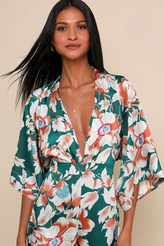 From Sunrise Teal Floral Print Wide-Leg Jumpsuit sold by Lulus product image thumbnail 4