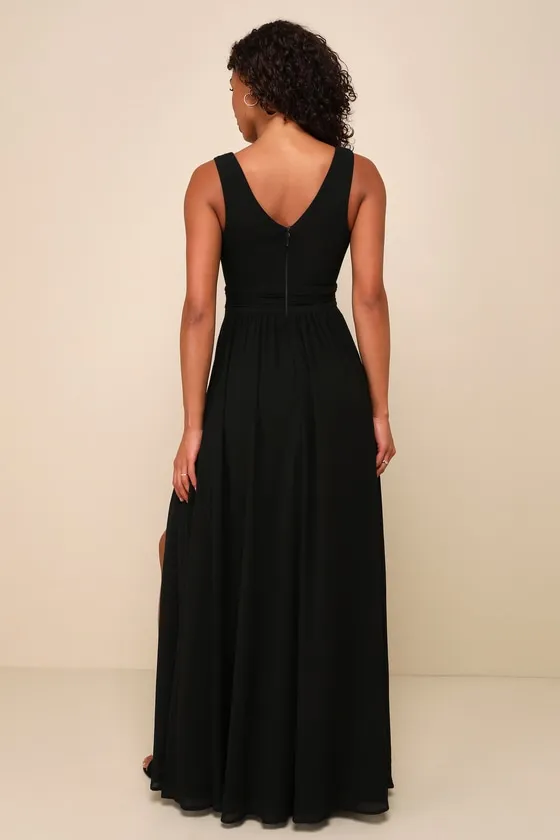 Thoughts of Hue Black Surplice Maxi Dress sold by Lulus product image thumbnail 3