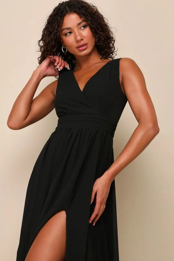 Thoughts of Hue Black Surplice Maxi Dress sold by Lulus product image thumbnail 4