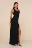 Unforgettable Composure Black Asymmetrical Halter Maxi Dress sold by Lulus