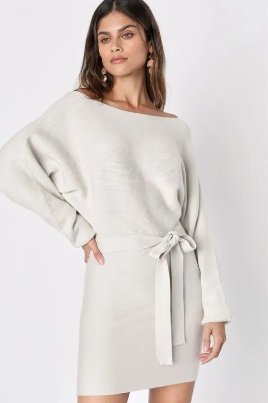 Modern Comfort Ivory Dolman Sleeve Mini Sweater Dress sold by Lulus